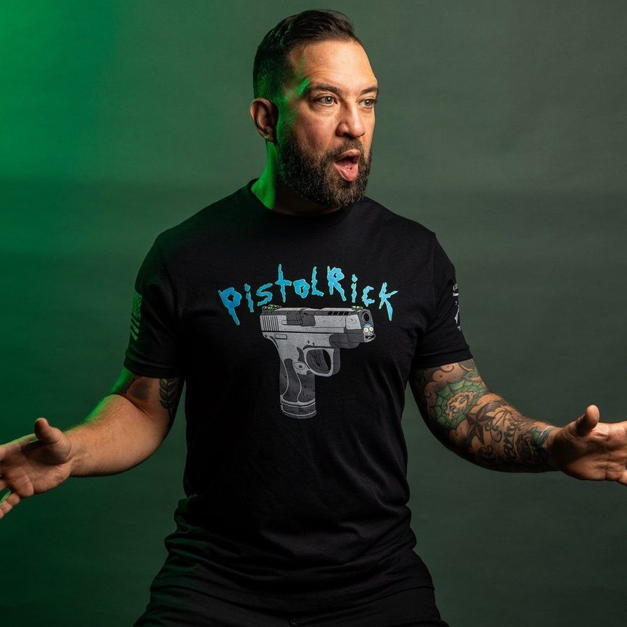 Pistol Rick Graphic T-Shirt for Men - Black Cotton Tee - Perfect for Casual Wear, Cosplay & Rick and Morty Fans