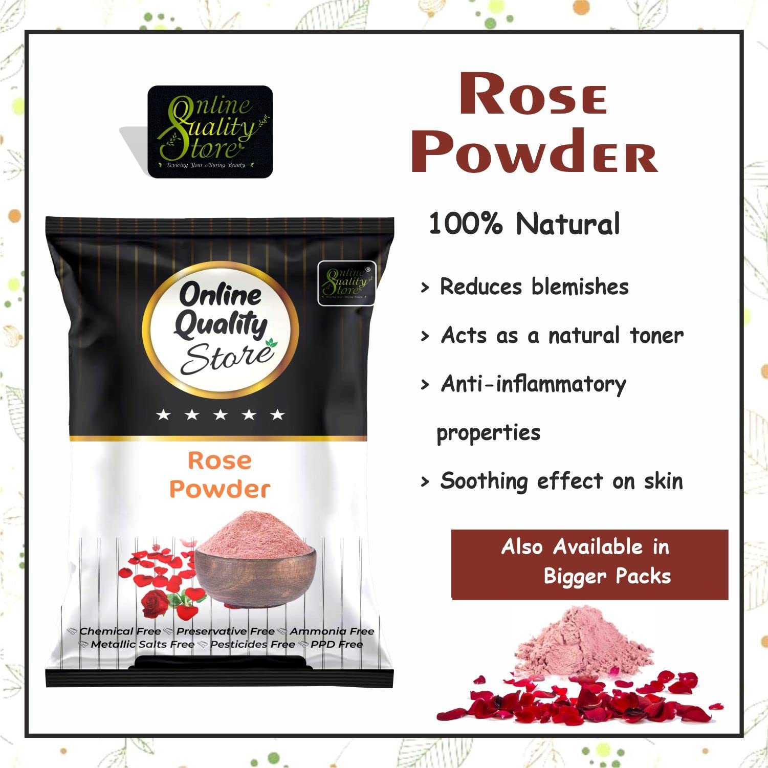 Premium Neem Leaves Powder, Rose Petals Powder & Orange Peel Powder Combo - 300g for Skin Radiance, Glow & Pigmentation Control | Anti-Spot, Dark Mark Removal | Organic Skincare for Face & Body Care
