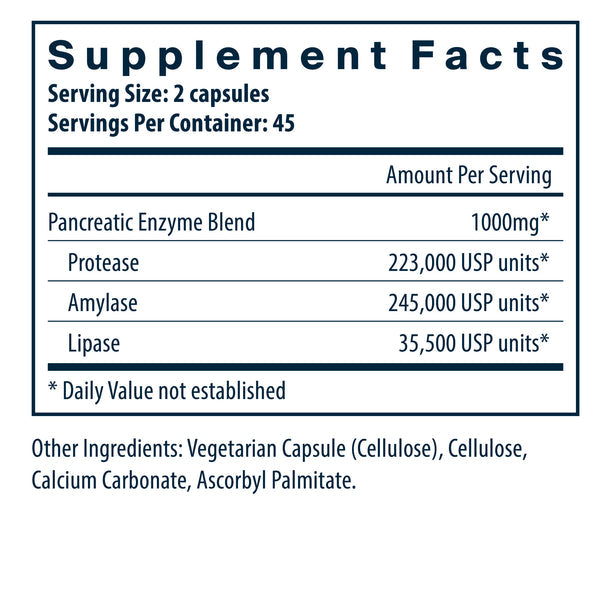 Vital Nutrients Pancreatic Enzymes 1000mg Full Strength Supplement - Supports Digestion & Nutrient Absorption for Optimal Gut Health