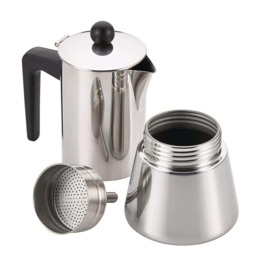 BonJour Stainless Steel Stovetop Espresso Maker - 9 Ounce Italian Coffee Maker for Home & Camping - Perfect for Espresso, Latte & Cappuccino