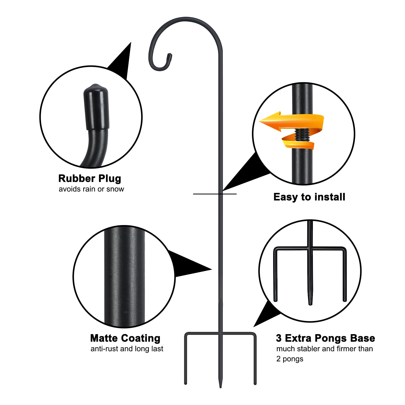 FEED GARDEN 32 Inch Adjustable Shepherd Hooks for Outdoor Decor - 4 Pack Hanging Hooks for Lanterns, Plants, Bird Feeders & Solar Lights - Perfect for Garden, Patio, Wedding & Mason Jar Decorations