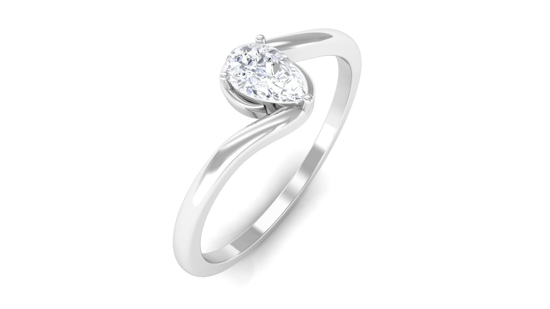 1/4 CT Teardrop Diamond Solitaire Ring | Pear Cut Diamond Minimalist Ring | 14K Solid Gold Bypass Ring | Elegant Diamond Promise Ring for Women | Perfect for Engagement, Anniversary & Special Occasions