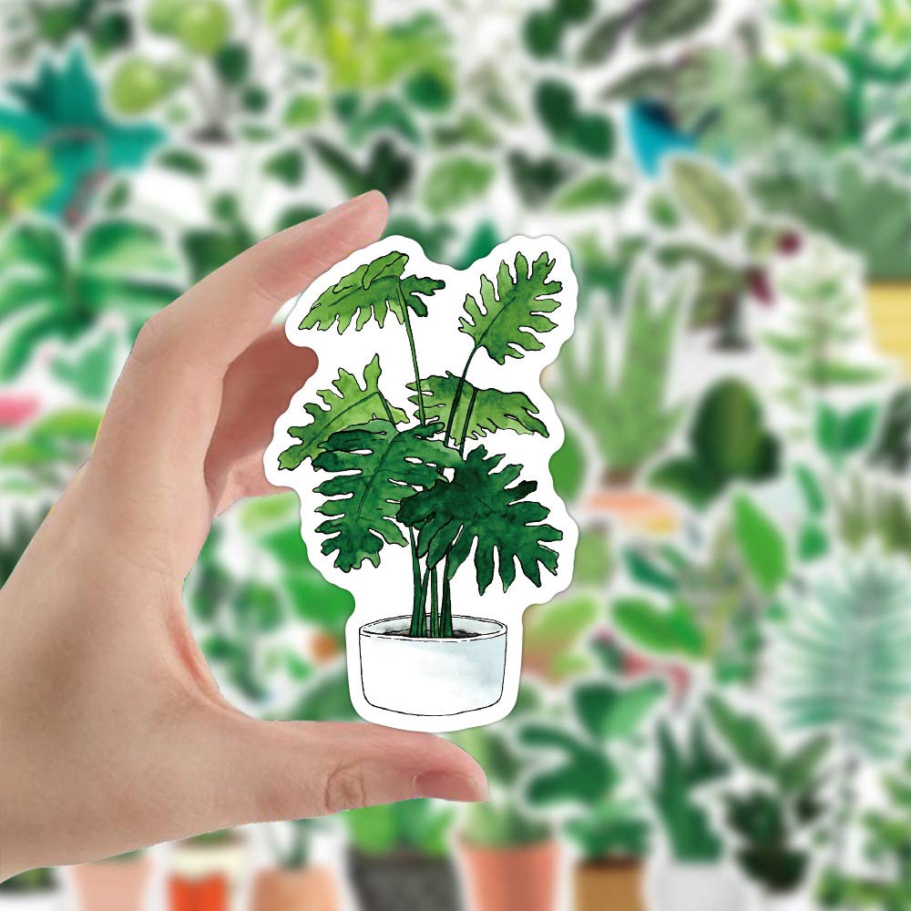 50PCS Cute Plant Stickers Pack - Floral Decal Stickers for Journaling, Scrapbooking, DIY Crafts - Perfect for Bullet Journals, Planners, Laptops & Water Bottles