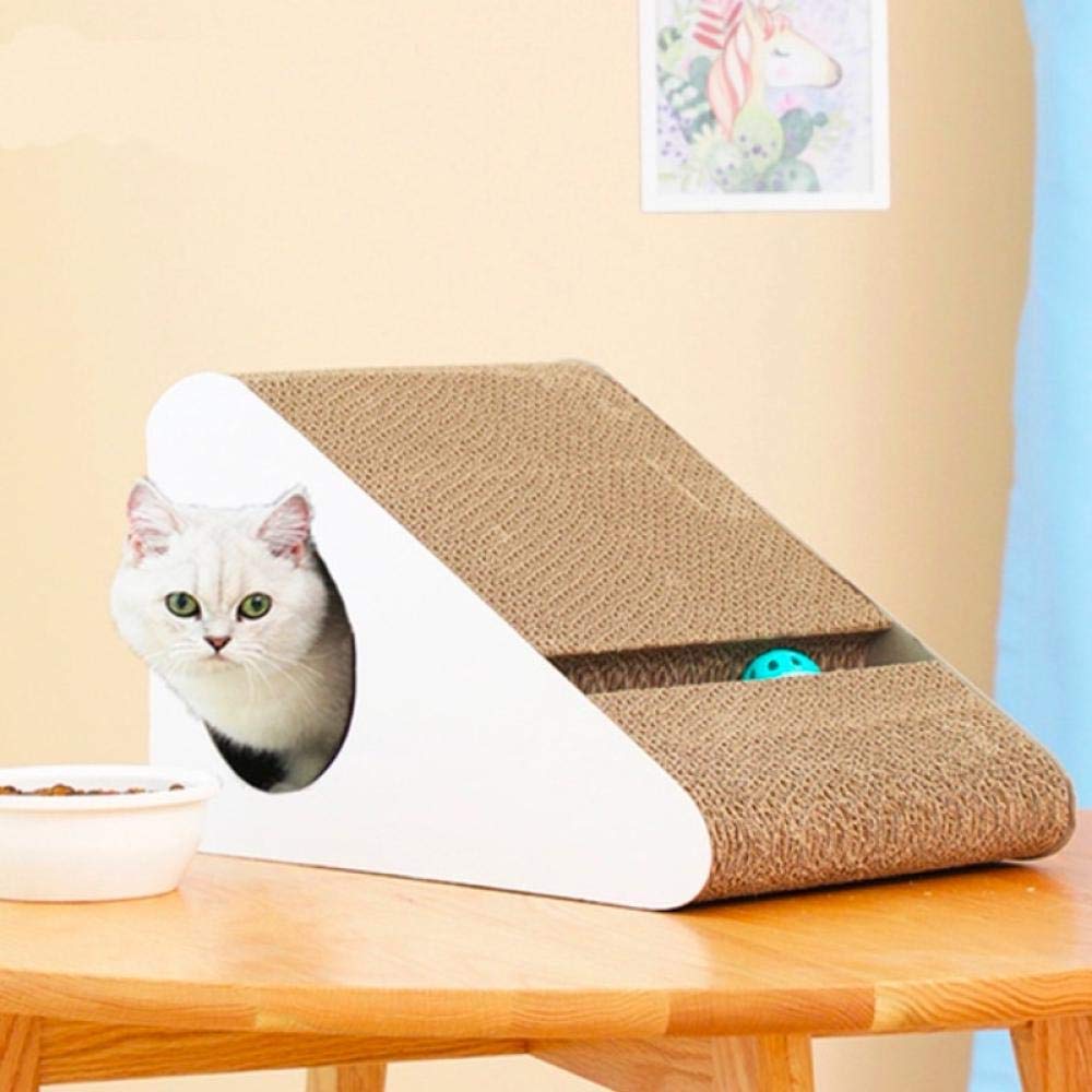 D-Shaped Cat Scratching Board - Corrugated Cardboard Claw Grinding Mat for Cats | Nail Trimmer & Scratch Deterrent | Perfect for Home, Office & Travel (1-Pack)