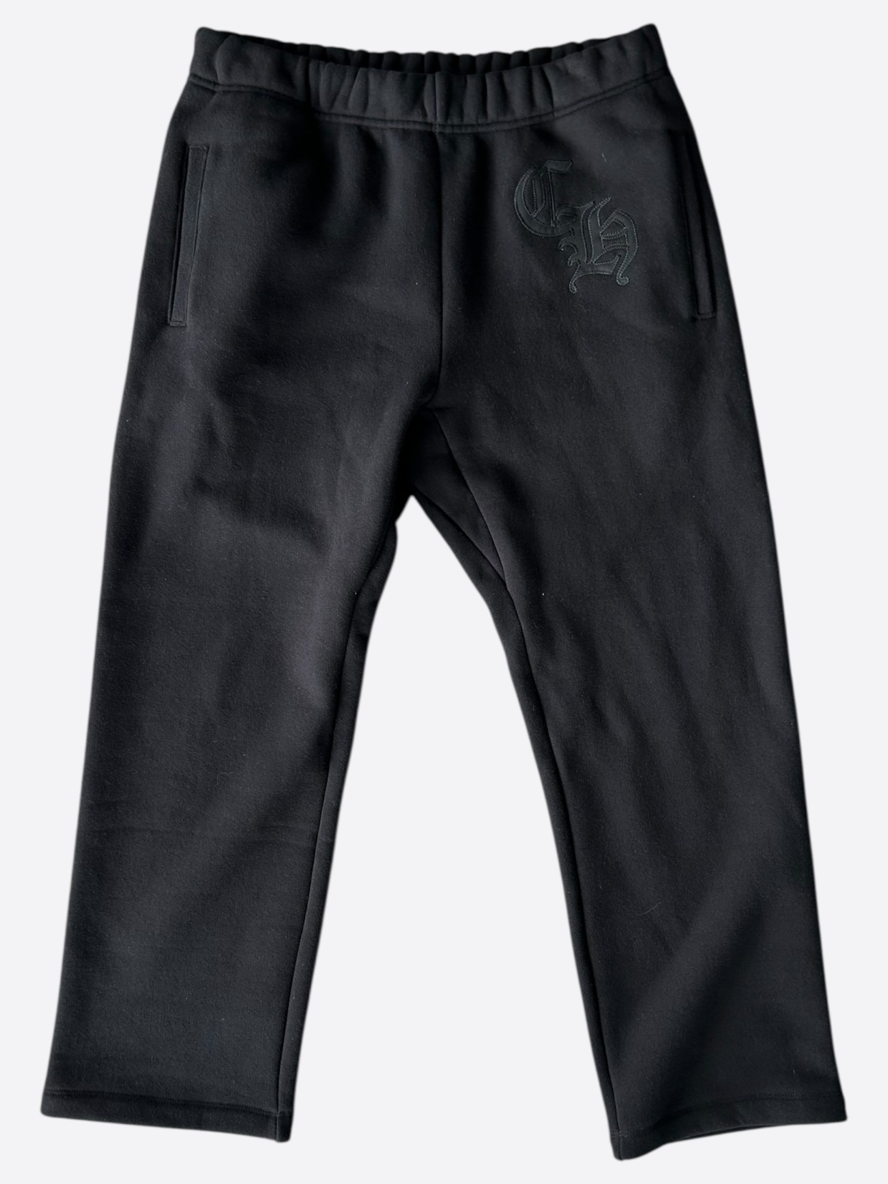 Chrome Hearts Black CH Logo Embroidered Sweatpants for Men - Luxury Streetwear Joggers for Casual Wear & Gym