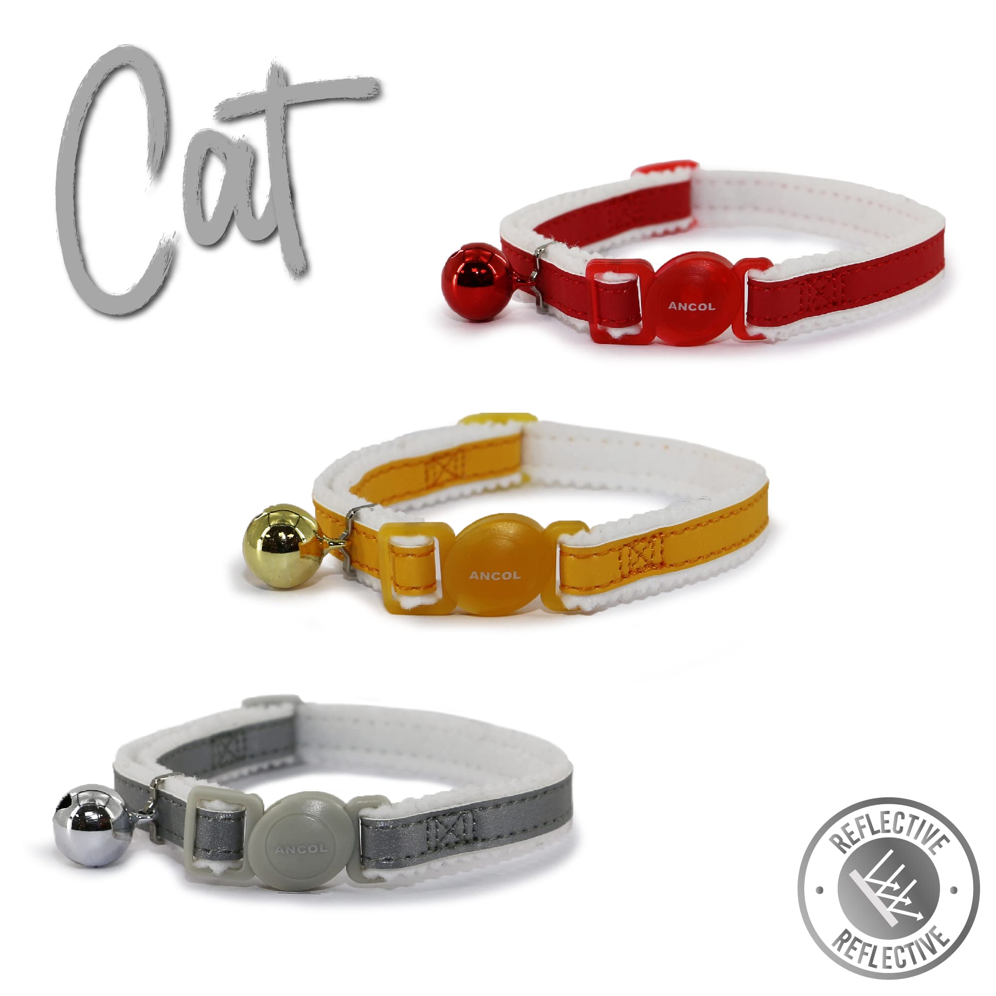 Reflective Safety Buckle Cat Collar with Bell - High Visibility Red Collar for Nighttime Walks & Outdoor Adventures