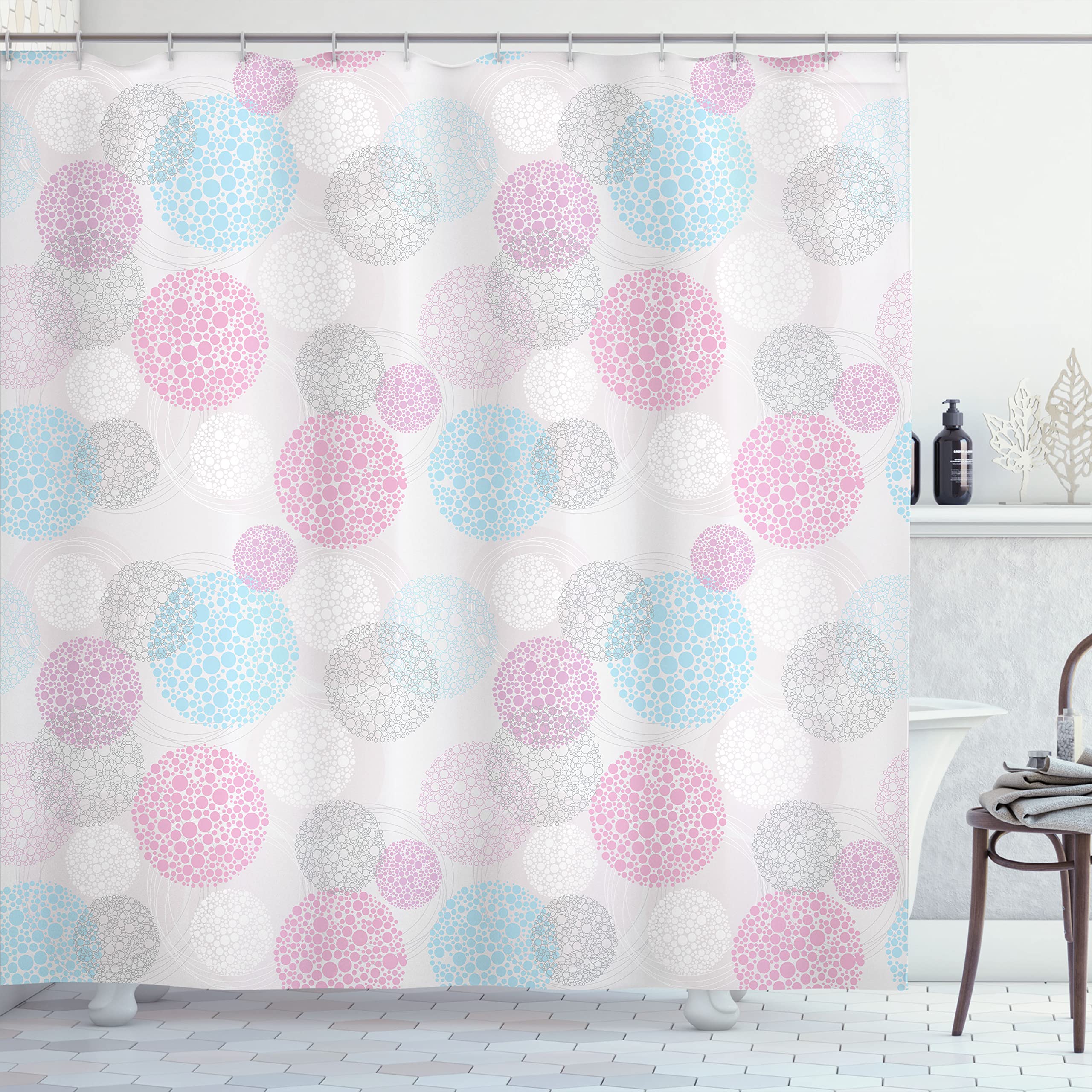 Ambesonne Geometric Shower Curtain with Circle Pattern - Soft Color Spots Design, 69