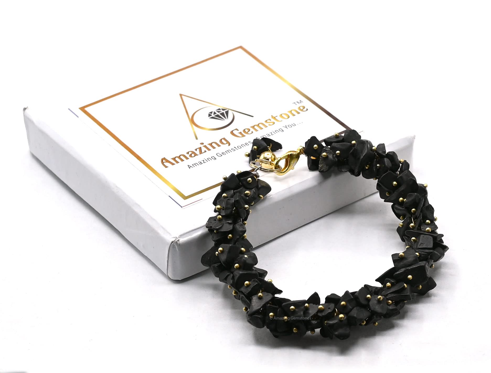 Authentic Shungite Bracelet for EMF Protection - Adjustable Unisex Crystal Chip Bracelet for Men, Women & Kids | Russian Stone Healing Jewelry | Perfect for Daily Wear, Meditation & Energy Balancing