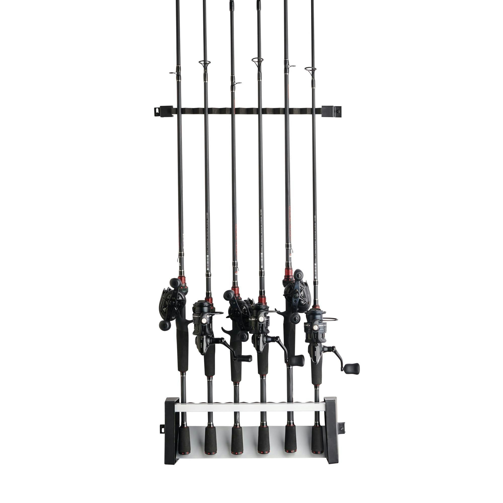 Abu Garcia Vertical 11 Fishing Rod Holder - Wall Mounted Rod Storage Organizer for Fishing Rods & Poles - Perfect for Garage, Boat, or Tackle Shop Organization