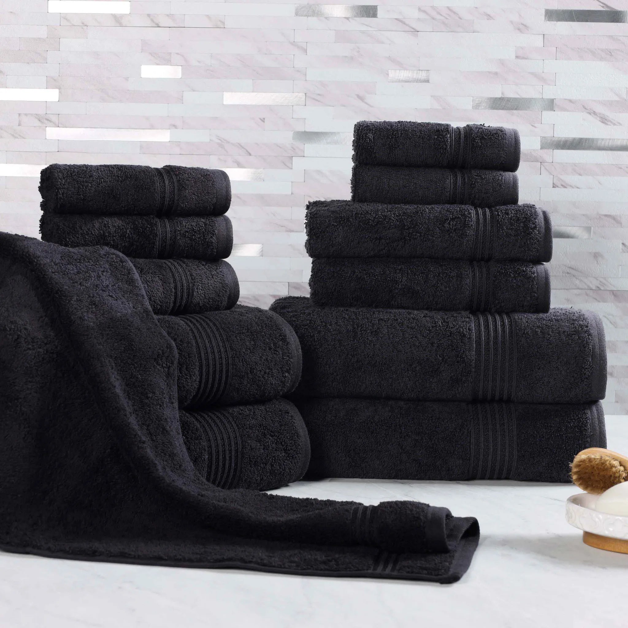 Premium 12-Piece Egyptian Cotton Towel Set - Ultra Soft, Highly Absorbent Bath & Beach Towels for Luxury Spa, Hotel, and Home Use