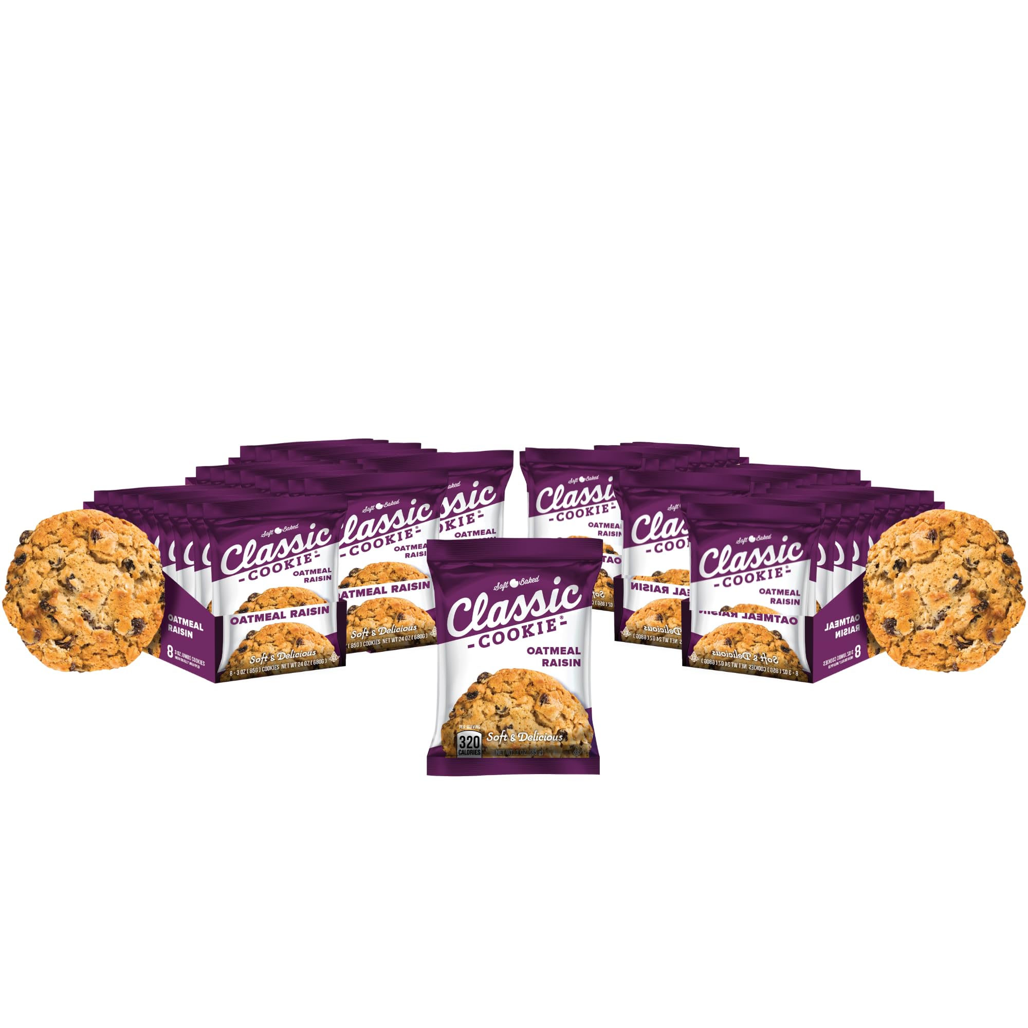 Classic Soft Baked Oatmeal Raisin Cookies - 6 Pack (48 Individually Wrapped Cookies) | Healthy Snacks for Kids Lunch Box, Office Break, After School Treat & Family Gatherings