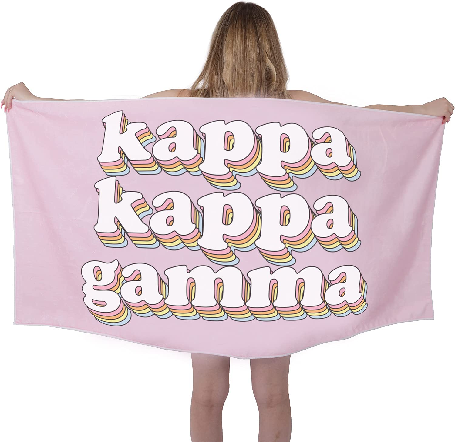 Kappa Kappa Gamma Retro Sorority Beach Towel - Extra Large Lightweight Cotton Towel for Beach, Pool, Bath & Gifts | Trendy Multipurpose Sorority Accessory for KKG Sisters, College Dorms & Summer Vacations