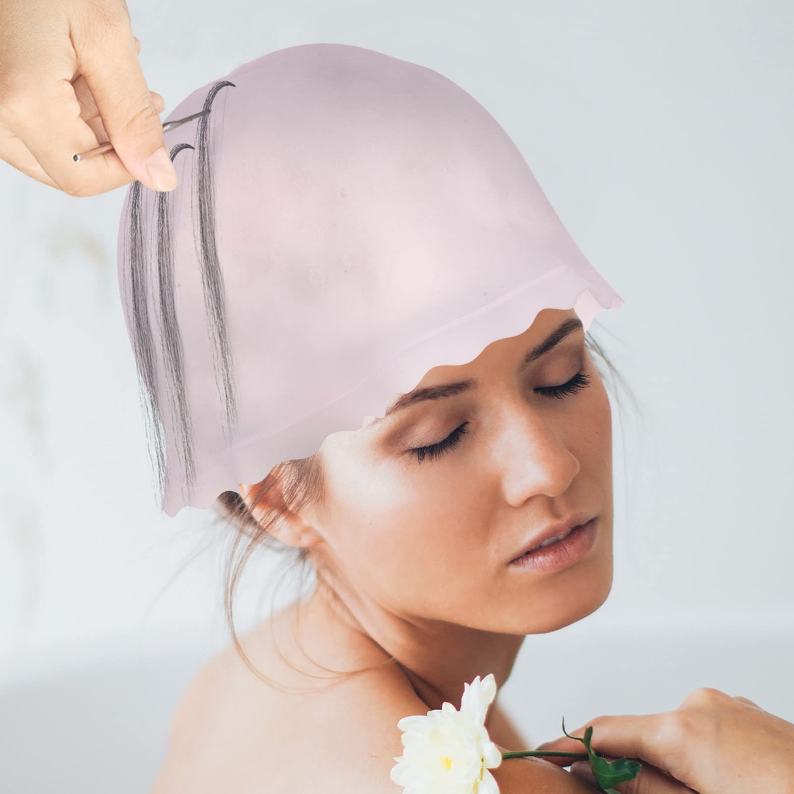 FRCOLOR Silicone Hair Highlighting Cap for Barber - Hair Dyeing & Coloring Tool with Clamshell Design - Perfect for Salon Styling, Balayage, Ombre & DIY Hair Coloring at Home