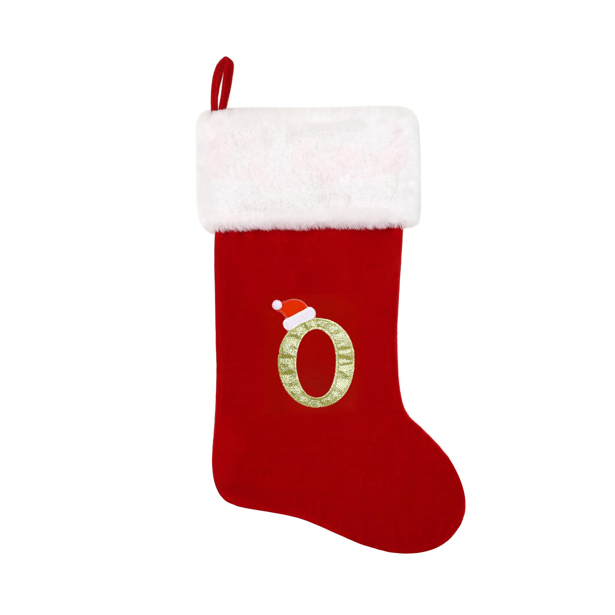 Tokforty 20 Inch Red Velvet Christmas Stockings with White Plush Cuff - Personalized Monogram Embroidery - Soft Holiday Decor for Fireplace, Xmas Tree & Family Gift Exchange