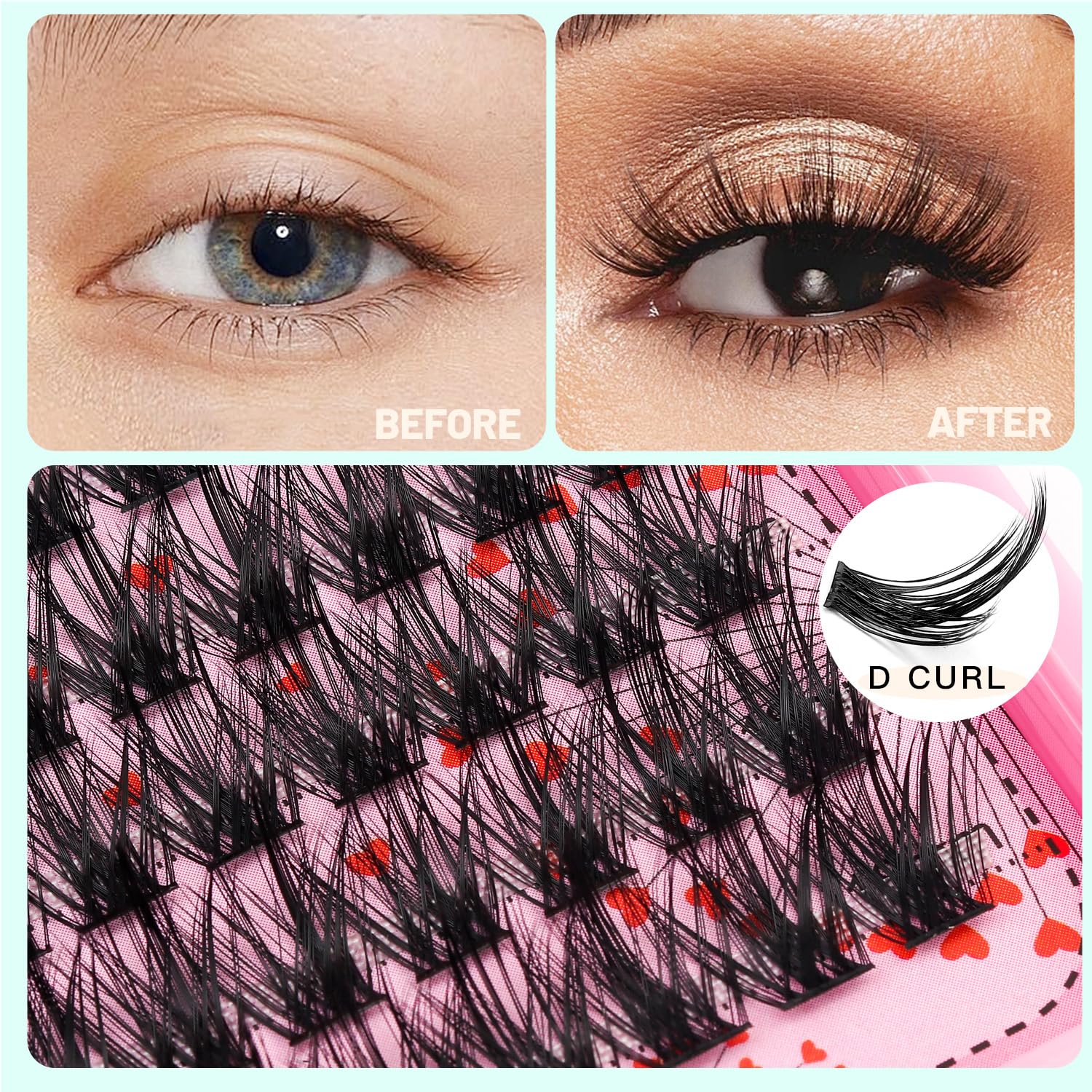 Premium Eyelash Extension Kit - 8-20mm Mixed Lengths (10+12mm, 12+14mm, 14+16mm, 16+18mm) Wispy Lash Clusters for Natural & Dramatic Looks - Perfect for Salon Professionals & DIY Lash Enthusiasts