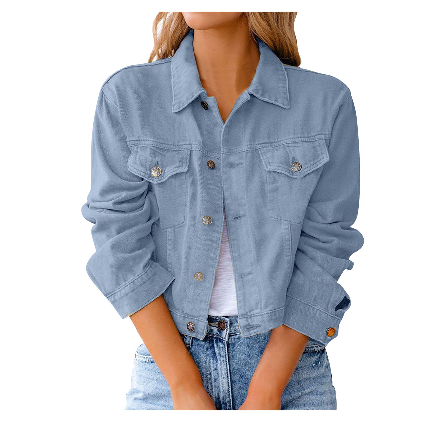 Women's Loose Fit Denim Jacket - Casual Long Sleeve Button Down Jean Jacket with Pockets | Perfect for Everyday Wear, Street Style & Spring/Fall Layering