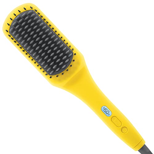 Drybar The Brush Crush Heated Straightening Brush - Professional Ionic Ceramic Hair Straightener for Smooth & Shiny Hair - Perfect for Home Use, Travel & Salon Styling