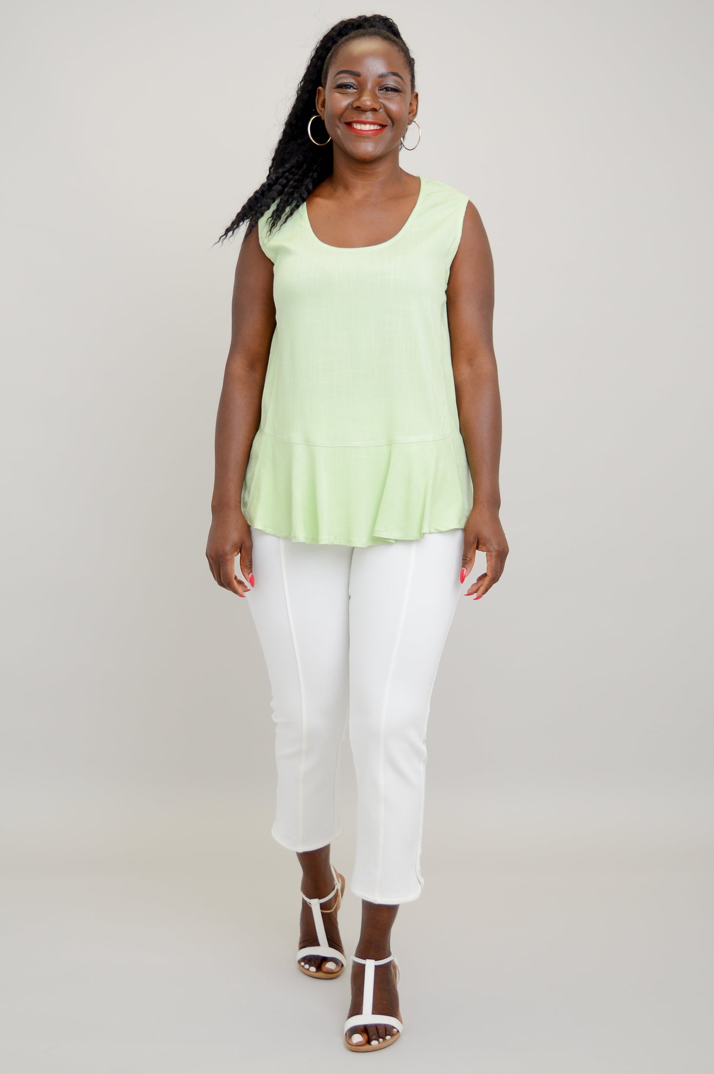 Ginny Tank Top - Sage Green Linen Bamboo Blend Women's Casual Shirt | Perfect for Summer Outfits, Beachwear & Layering