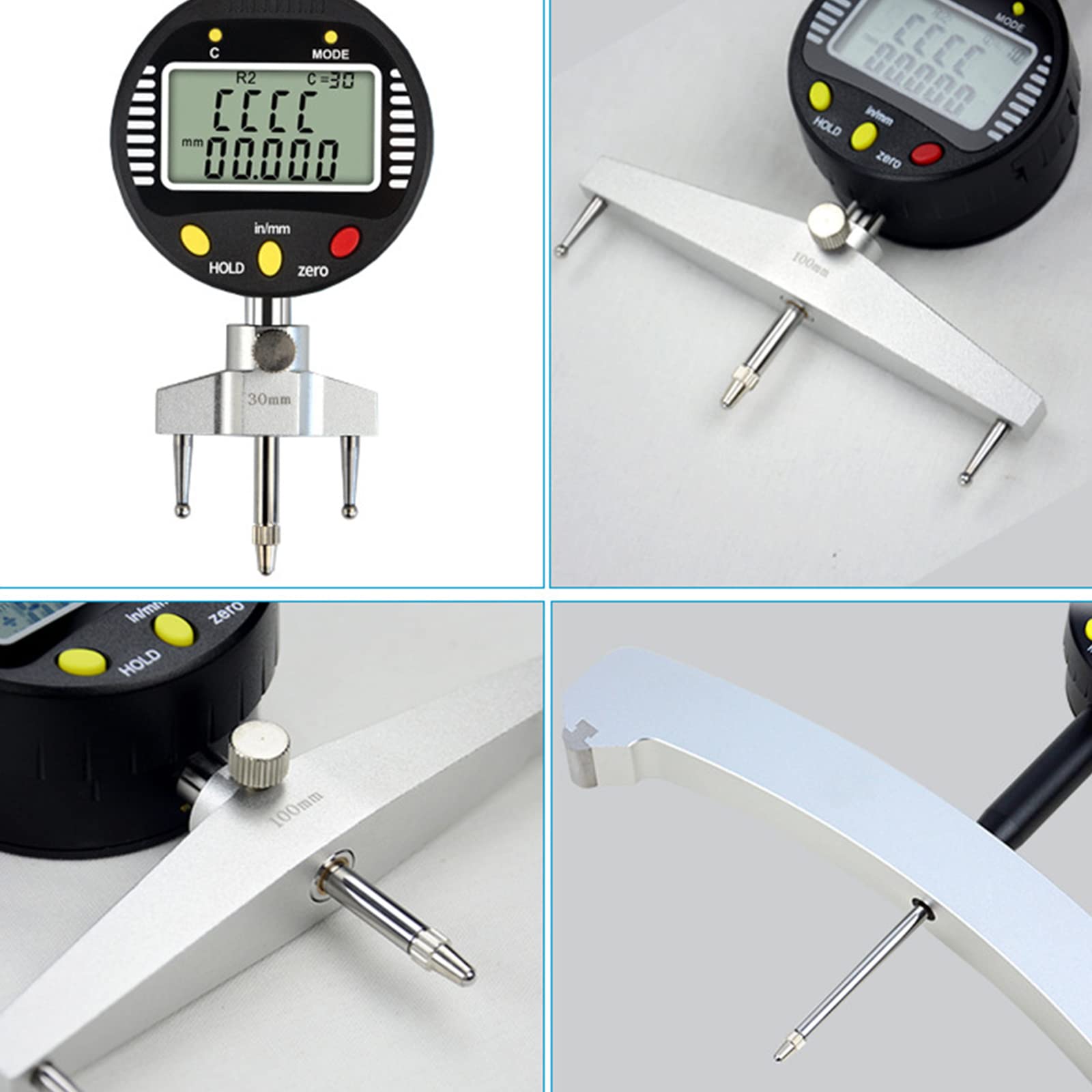 High Precision Digital Radius Gauge - Electronic Radius Indicator Tool for Measuring 0.2