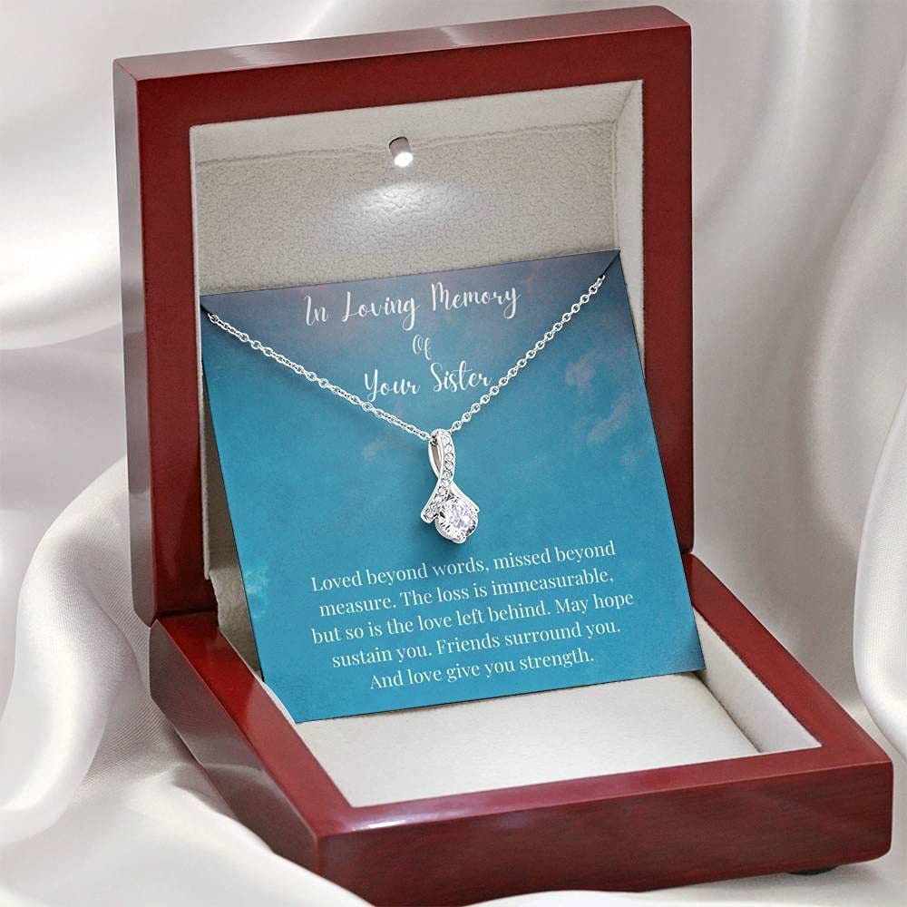 Handmade Memorial Necklace - Personalized Sister Gift in White & Gold for Loving Memory