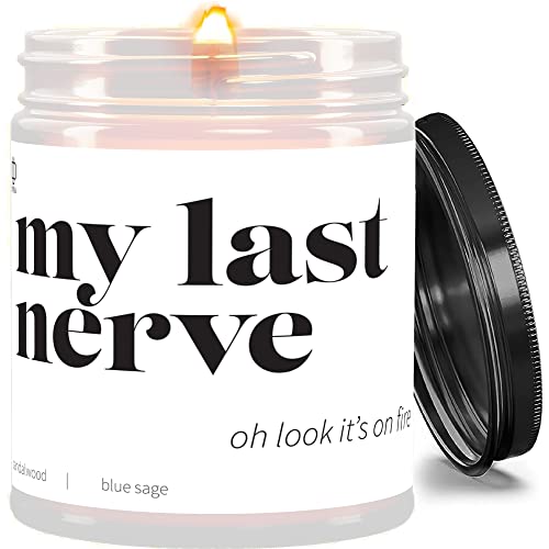 My Last Nerve Candle - Boss Lady Scented Soy Candle Gift Set for Women | Aromatherapy Relaxation & Stress Relief | Home Office Decor & Funny Gag Gift for Her