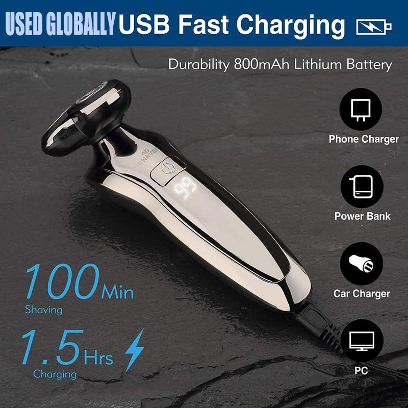 Premium Electric Head Shaver for Bald Men - USB Rechargeable & Washable Men's Shaving Machine with Beard & Mustache Trimmer (Color: 8508-F) - Perfect for Travel, Gym & Daily Grooming Routine