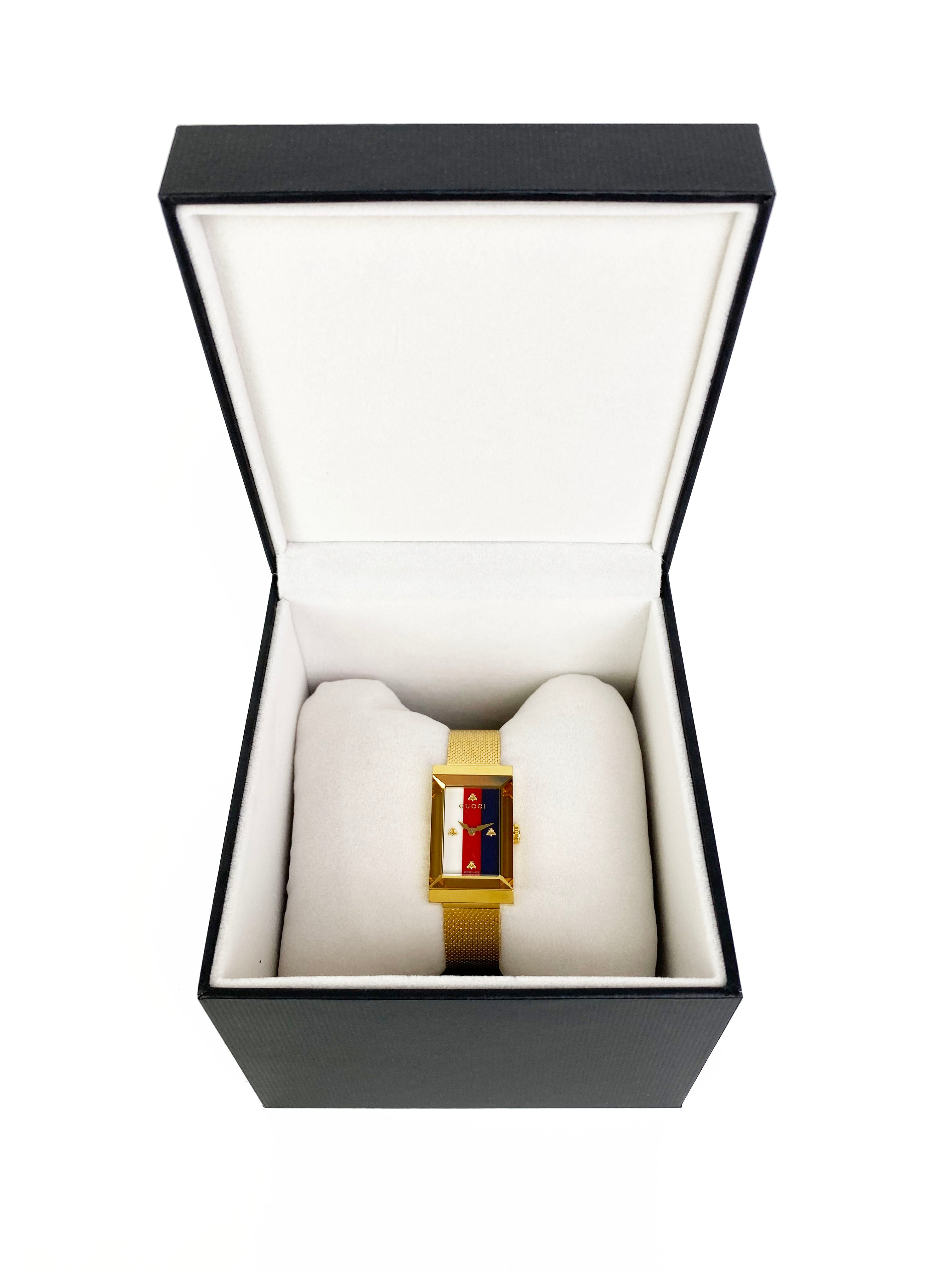Gucci Gold G Frame Watch for Women - Luxury Designer Timepiece with Stainless Steel Band - Perfect for Business, Parties & Everyday Wear