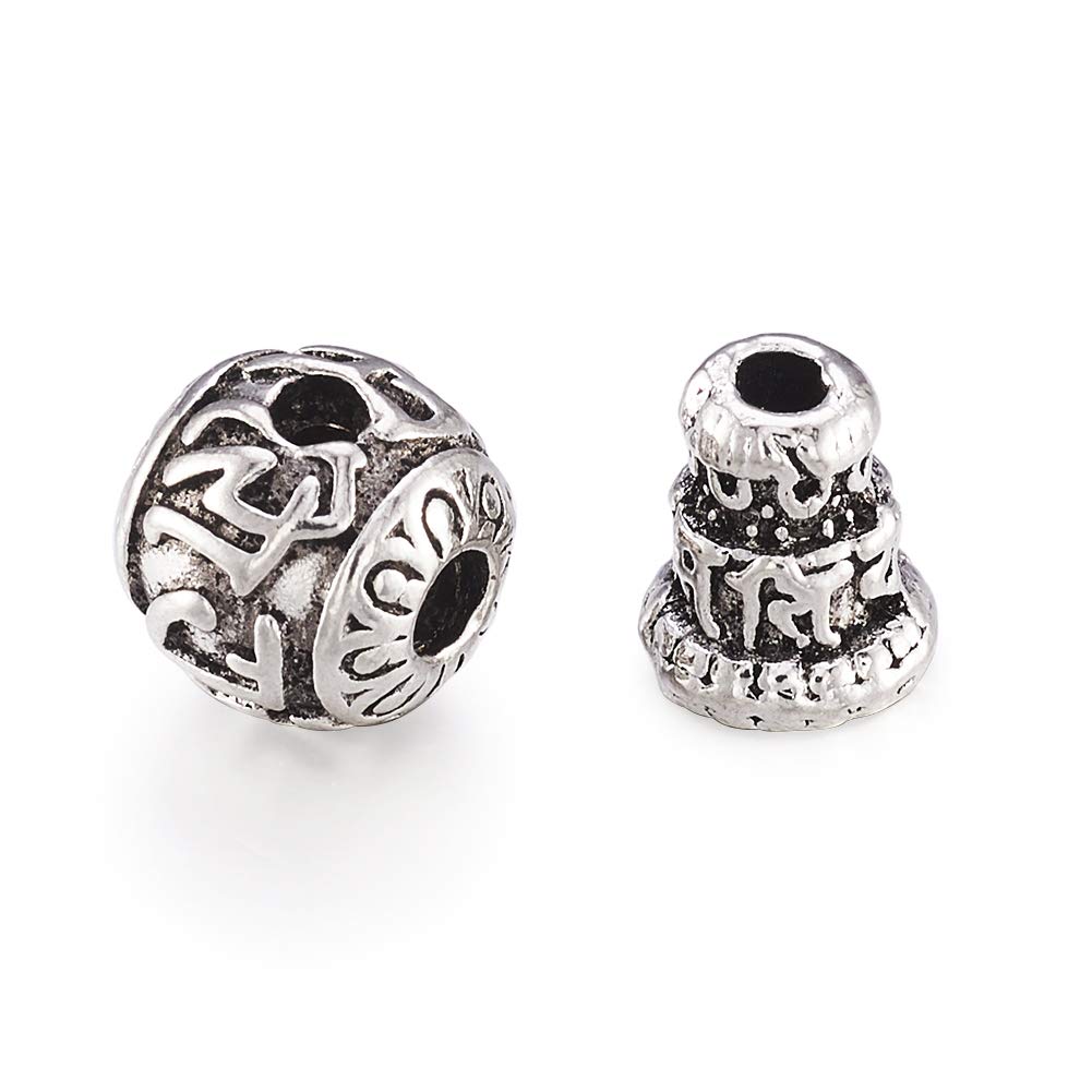 KISSITTY 10 Sets Tibetan Silver Buddhist Guru Beads - 20pcs 10mm 3-Hole Metal Prayer Beads for Jewelry Making & Meditation Bracelets - DIY Craft Supplies for Spiritual Jewelry, Mala Bracelets & Buddhist Accessories