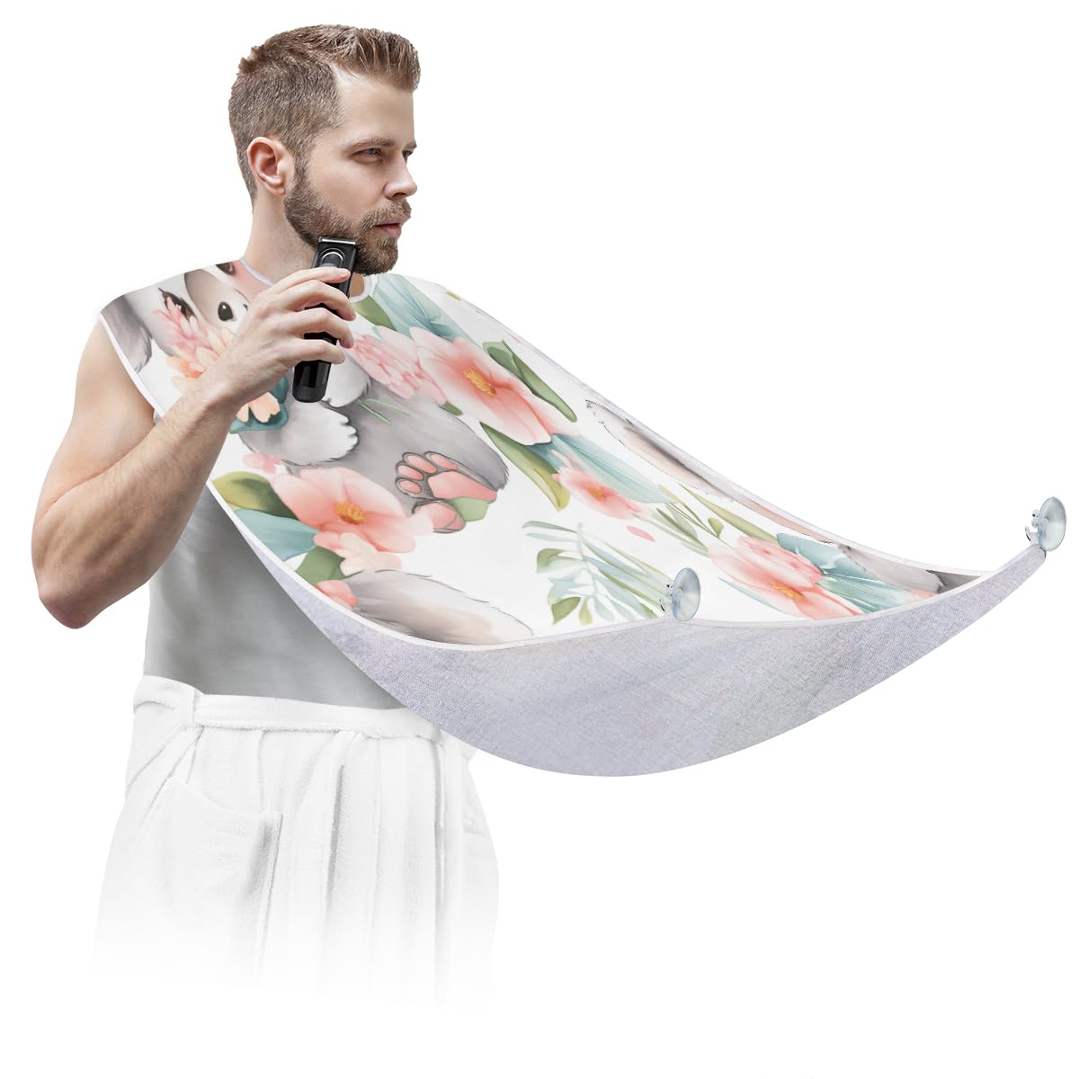 Stylish Koala Flower Beard Shaving Bib for Men & Women - Waterproof Hair Dye Apron, Barber Cape for Haircut & Beard Trimming - Perfect Sink Hair Catcher & Makeup Artist Accessory - Great Gift for Barbers & Grooming Enthusiasts (Ideal for Home Salon, Barber Shops & DIY Grooming Sessions)