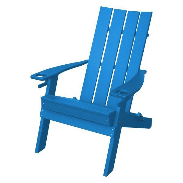 A & L Furniture Poly Hampton Folding Adirondack Chair with 2 Cup Holders - Outdoor Patio, Garden, Poolside, and Beach Relaxation