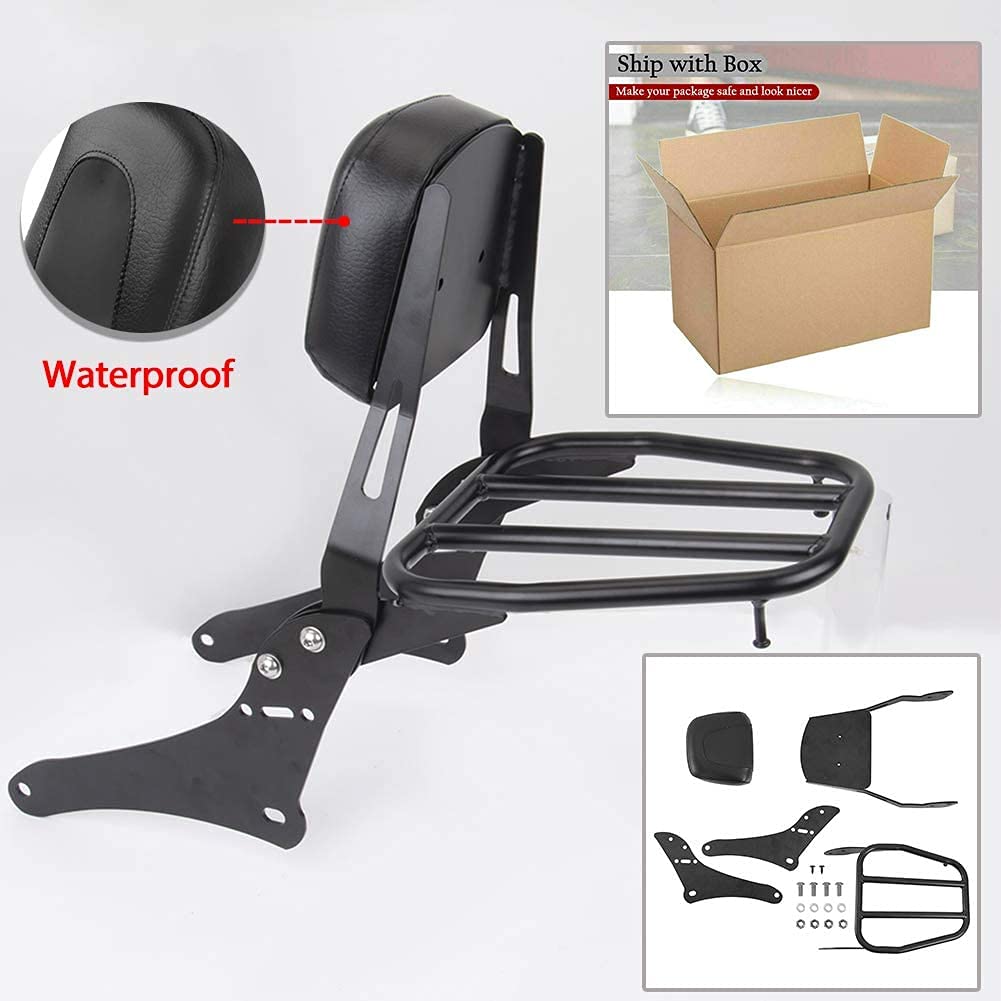 Replacement Backrest Sissy Bar with Comfortable Pad & Luggage Rack for Honda Rebel 500/300 CMX500/CMX300 (2017-2020) - Enhanced Comfort for Long Rides & Secure Cargo Transport