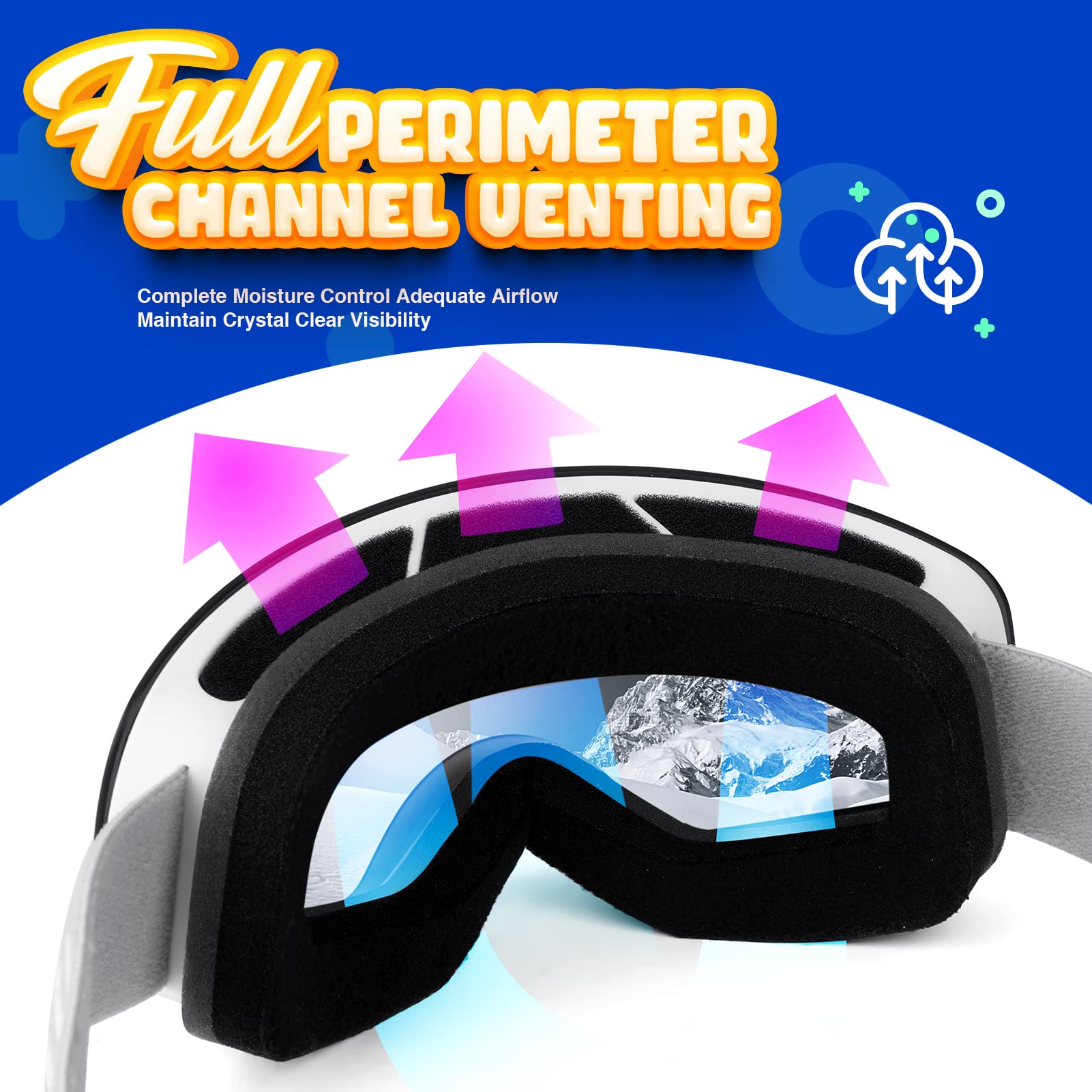 EasYoung Kids Ski Goggles for Boys & Girls Age 3-14 - Anti-Fog UV Protection Snowboard Goggles for Winter Sports & Outdoor Activities