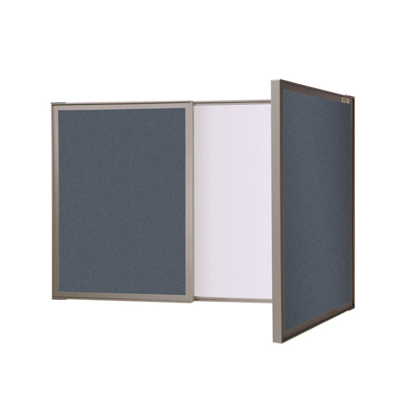 VisuALL Magnetic Dry Erase Whiteboard with Cork Bulletin Board - Dual-Sided Conference Room Cabinet for Office Meetings & Presentations