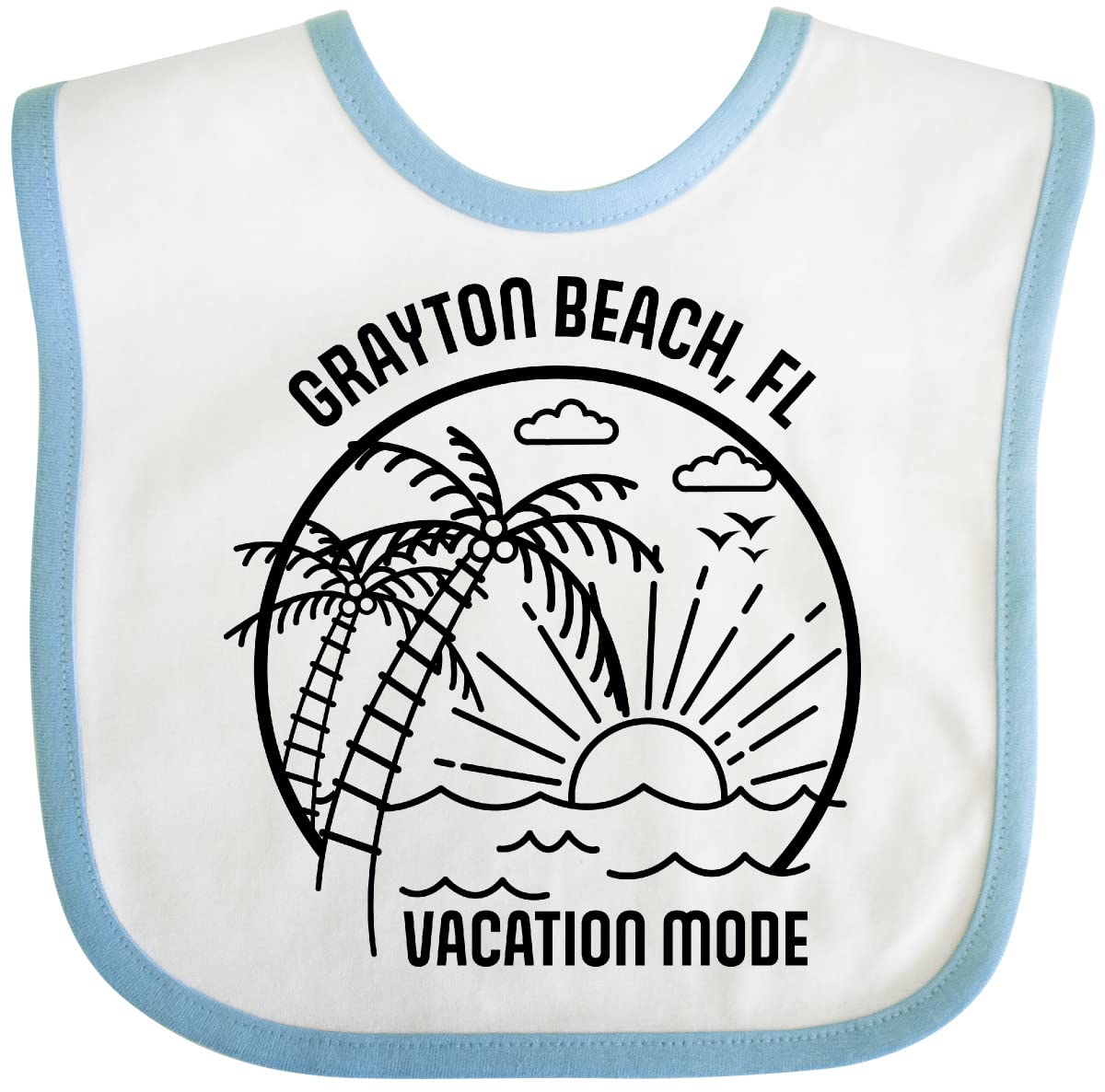 Inktastic Summer Vacation Mode Grayton Beach Florida Baby Bib - Soft Cotton Drool Bib for Infants & Toddlers - Perfect for Beach Trips, Travel, and Everyday Use