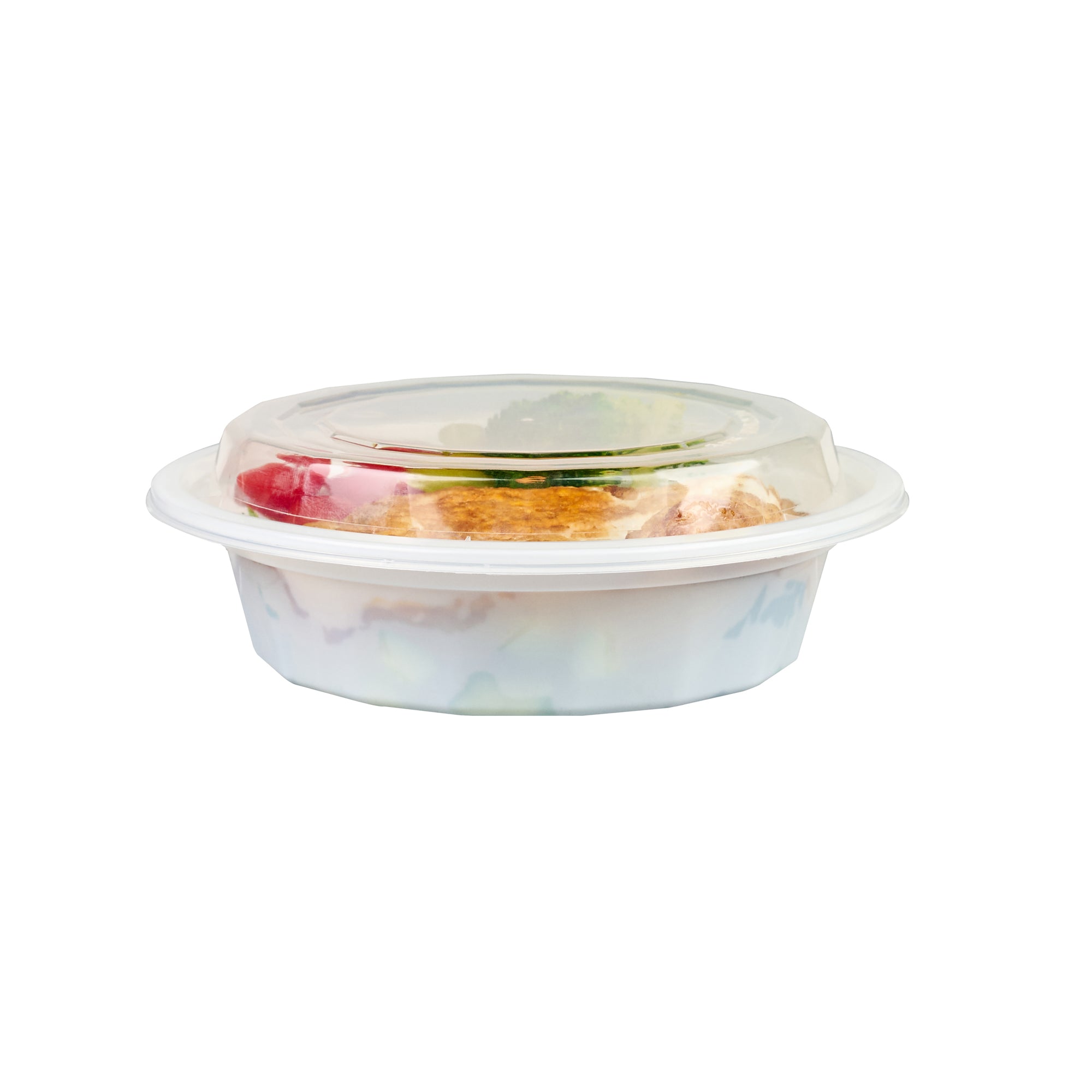 16 oz Round White Plastic Food Storage Containers with Clear Lids - Microwave Safe, 6.25