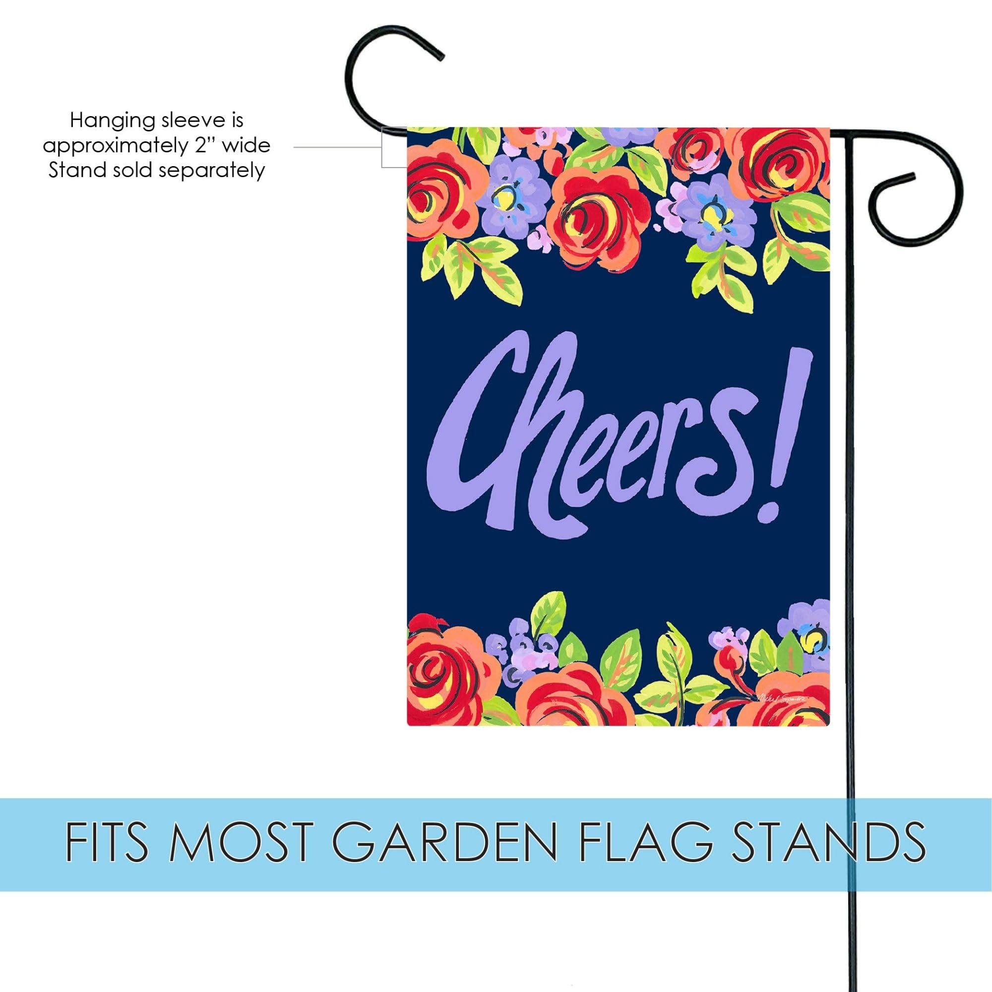 Toland Home Garden 12x18 Inch Double Sided Purple Floral Cheers Garden Flag - Outdoor Yard Decoration for House, Flower Beds & Patio Decor