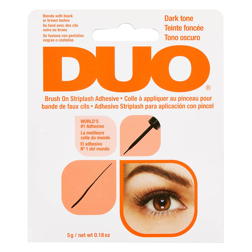 DUO Brush-On Strip Lash Adhesive - Dark Tone, Latex-Free, Quick-Drying Eyelash Glue for Strip & Individual Lashes, 0.18 oz (5g) - Long-lasting Hold for Day & Night Wear, Perfect for Parties, Weddings & Special Occasions