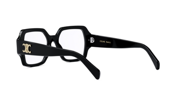 Celine TRIOMPHE CL50131I 001 Shiny Black Soft Square Women's Eyeglasses - Stylish Designer Glasses for Women, Perfect for Work, Reading & Fashion Accessories