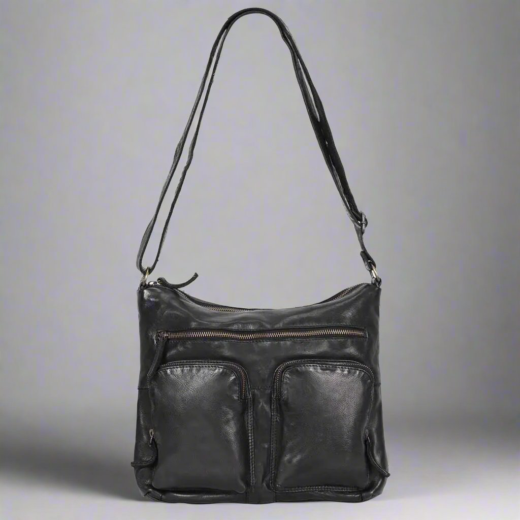 Premium MET Double Front Pocket Genuine Leather Bag for Men & Women - Stylish & Durable for Work, Travel & Everyday Use