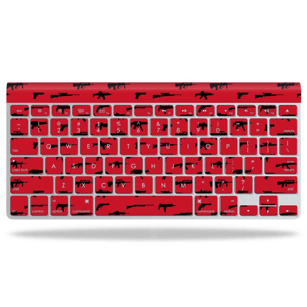 MightySkins Protective Skin Wrap Cover Sticker for Apple Wireless Keyboard - Customizable Decal Design for Mac Accessories (Guns Pattern) | Perfect for Home, Office & Gaming Setups