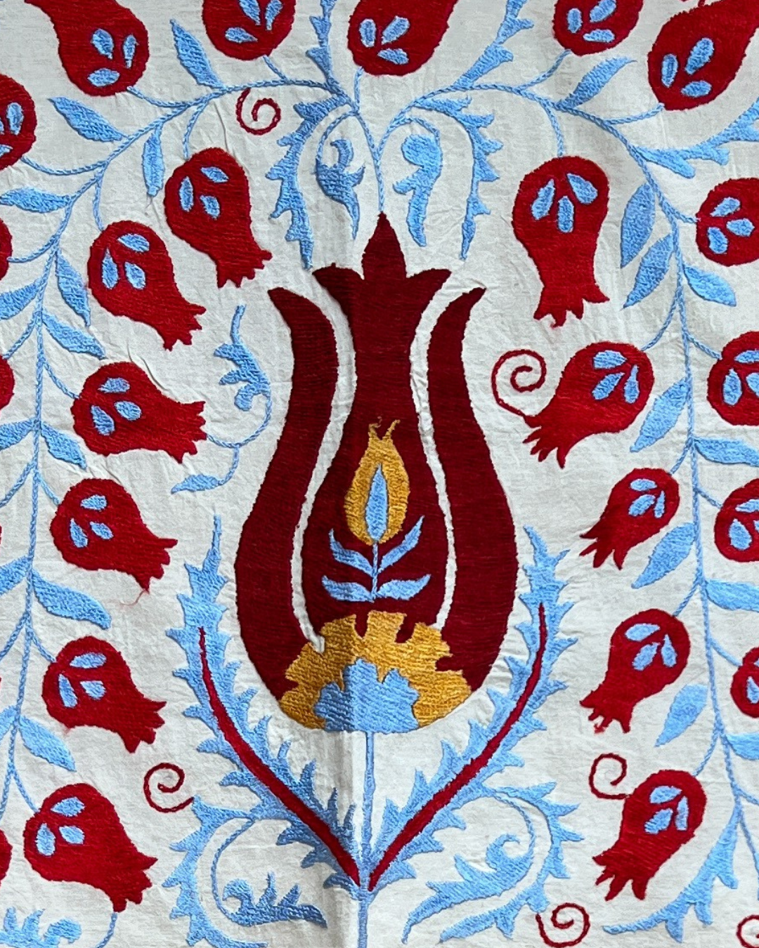 Handmade Small Suzani 077 Embroidered Pillow Cover - Boho Home Decor for Living Room, Bedroom, or Wedding Gift