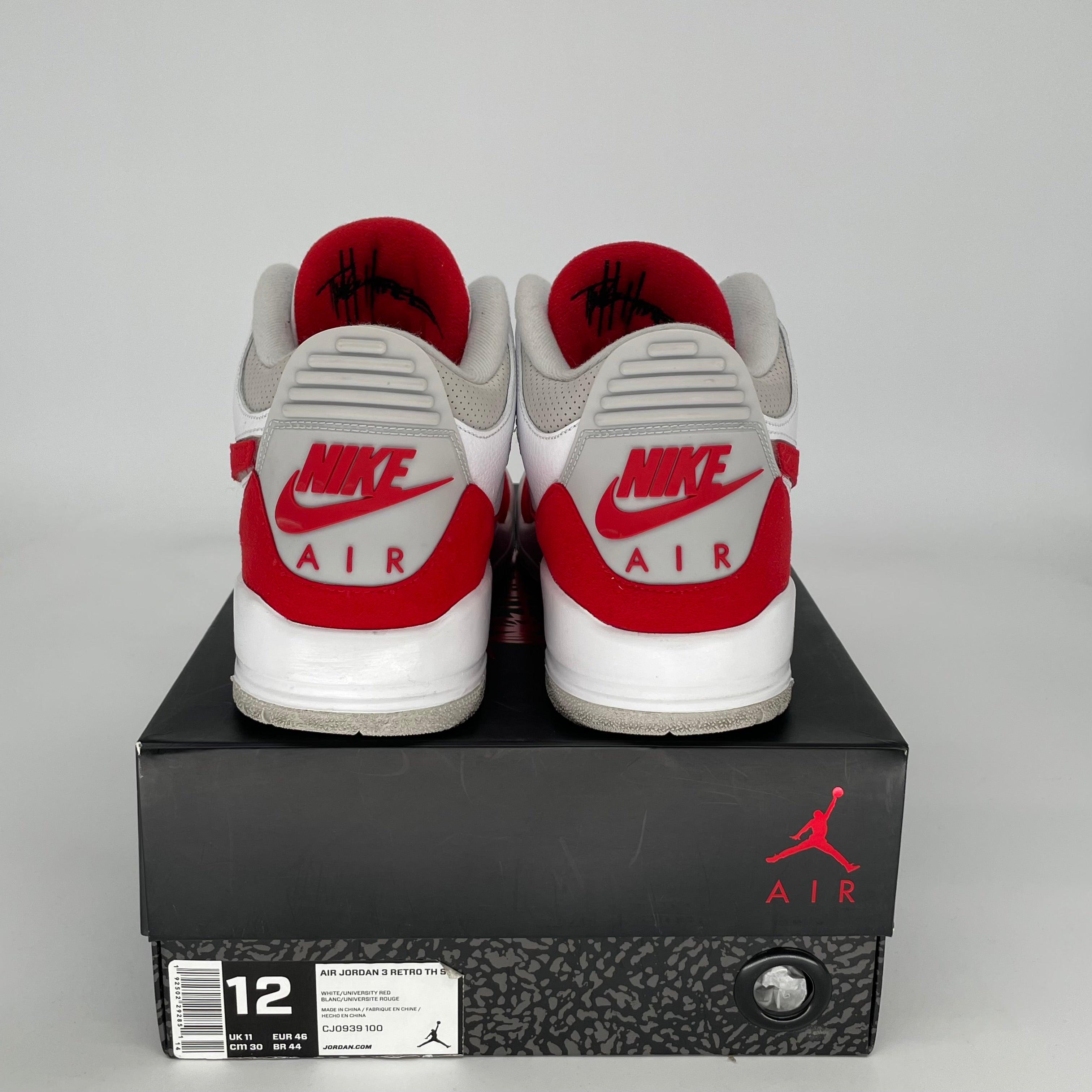 AIR JORDAN 3 Tinker White University Red Men's Basketball Shoes Size 12 - CJ0939-100 | Retro Sneakers for Casual Wear, Street Style & Basketball Games