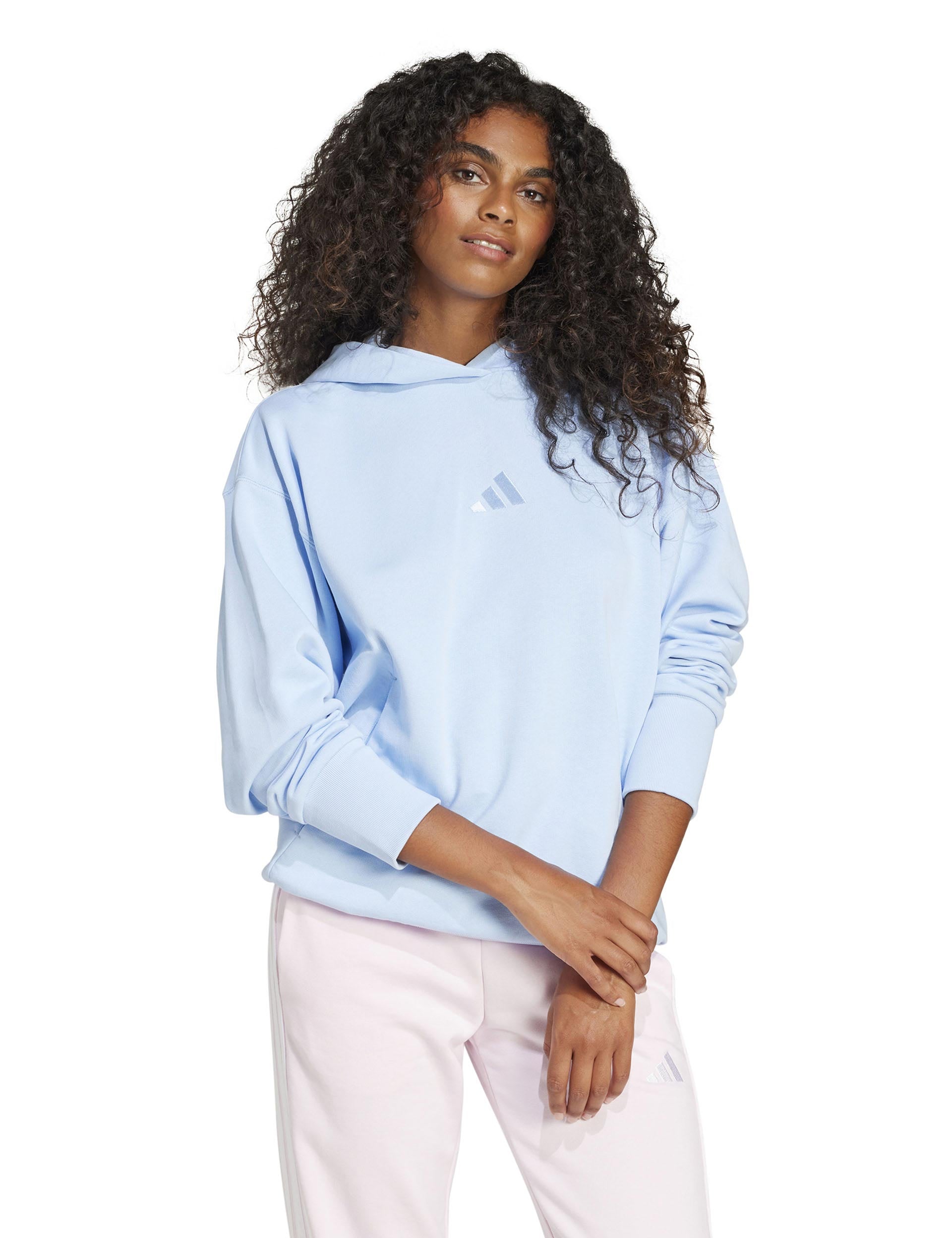 ALL SZN French Terry Loose Hoodie - Glow Blue | Comfortable Oversized Pullover Sweatshirt for Men & Women | Perfect for Casual Wear, Gym, and Lounge