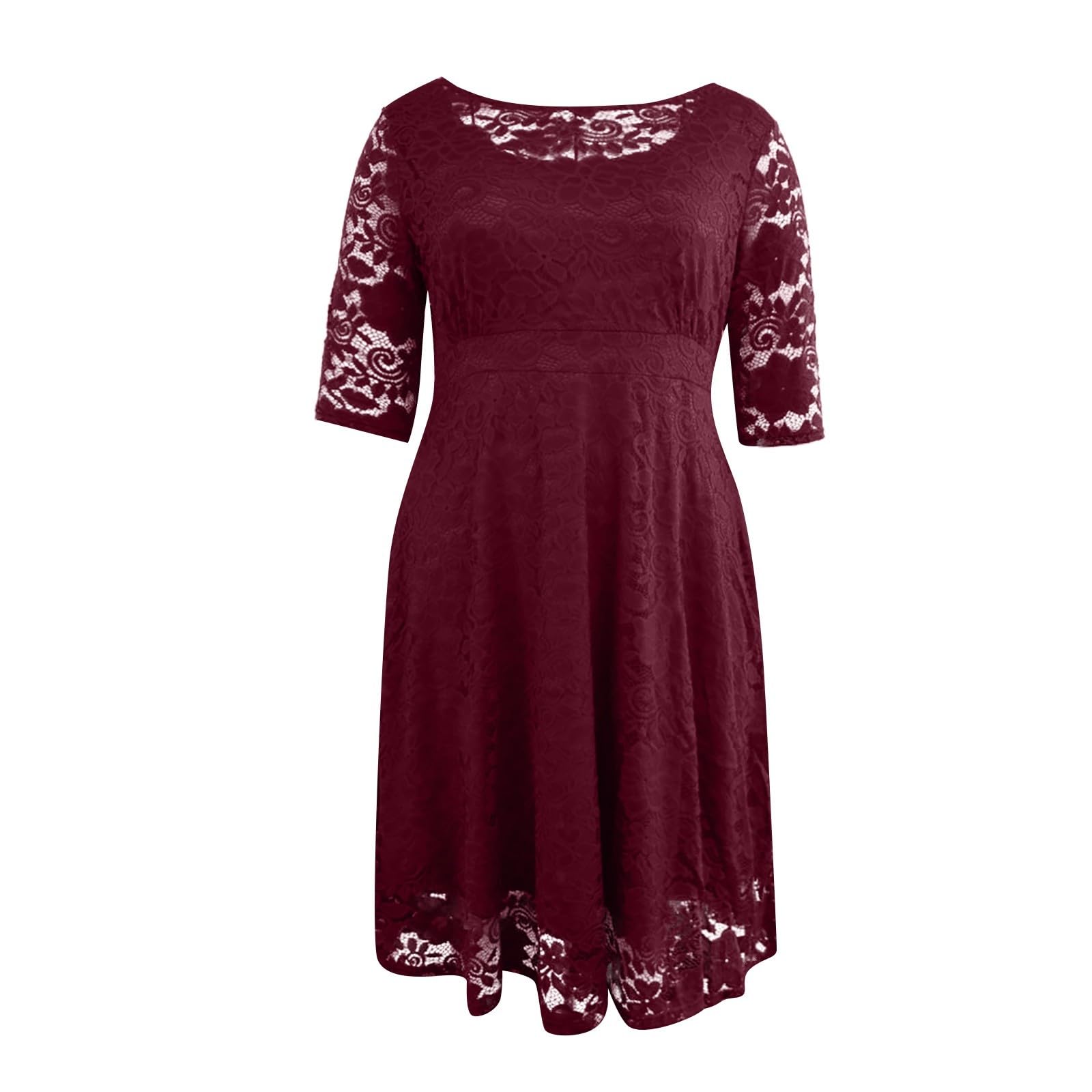 Elegant Plus Size Lace Chiffon Formal Dress for Women - Long Sleeve Midi Dress for Weddings, Parties & Special Occasions