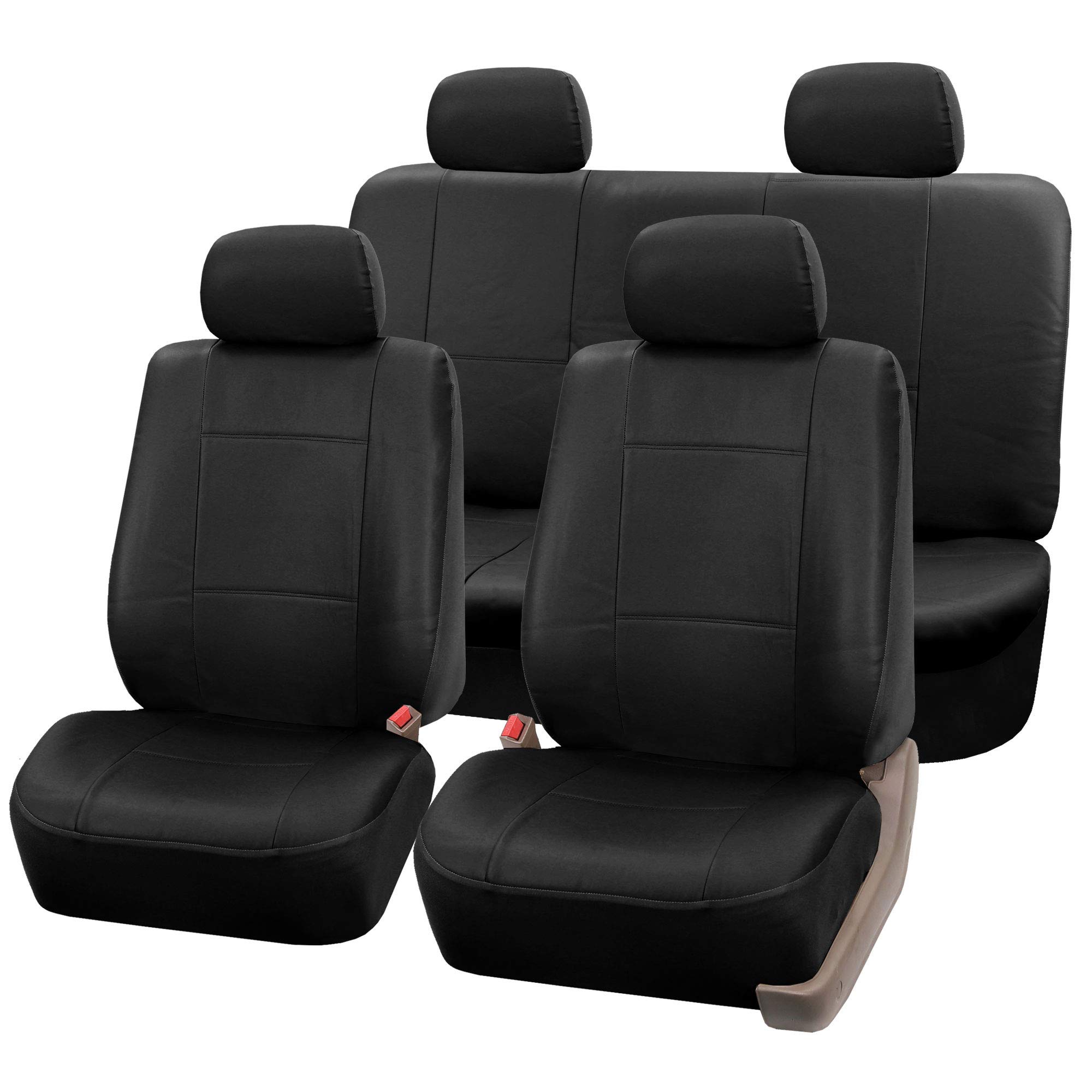 Premium PU Leather Car Seat Covers Full Set - Universal Fit for SUV, Sedan, Van | Black Automotive Seat Protectors | Easy to Clean Interior Accessories | Perfect for Road Trips, Daily Commute & Family Travel
