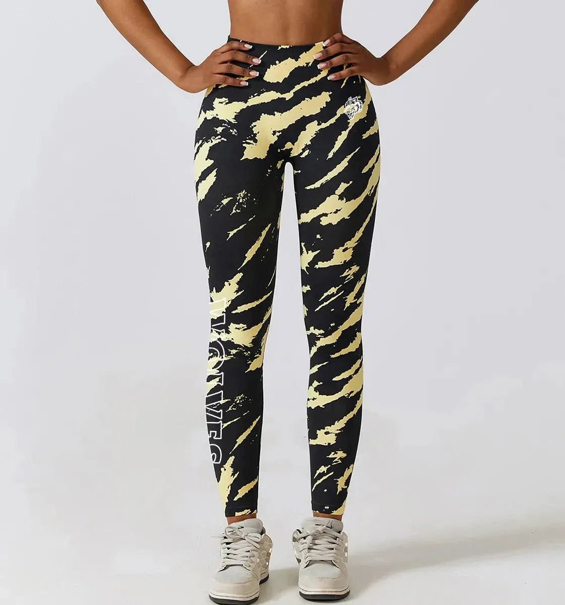 Darc Women's Seamless Gym Leggings - High Waist Elastic Workout Tights for Women, Breathable Summer Yoga Pants with Wolf Print Design - Perfect for Fitness, Running & Lounge Wear