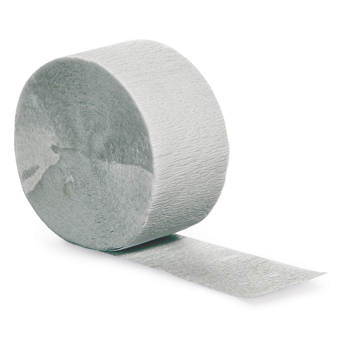 12-Piece Bulk Shimmering Silver Crepe Streamer Roll - 81 Feet Long for Party Decorations, Birthday Celebrations & Wedding Decor