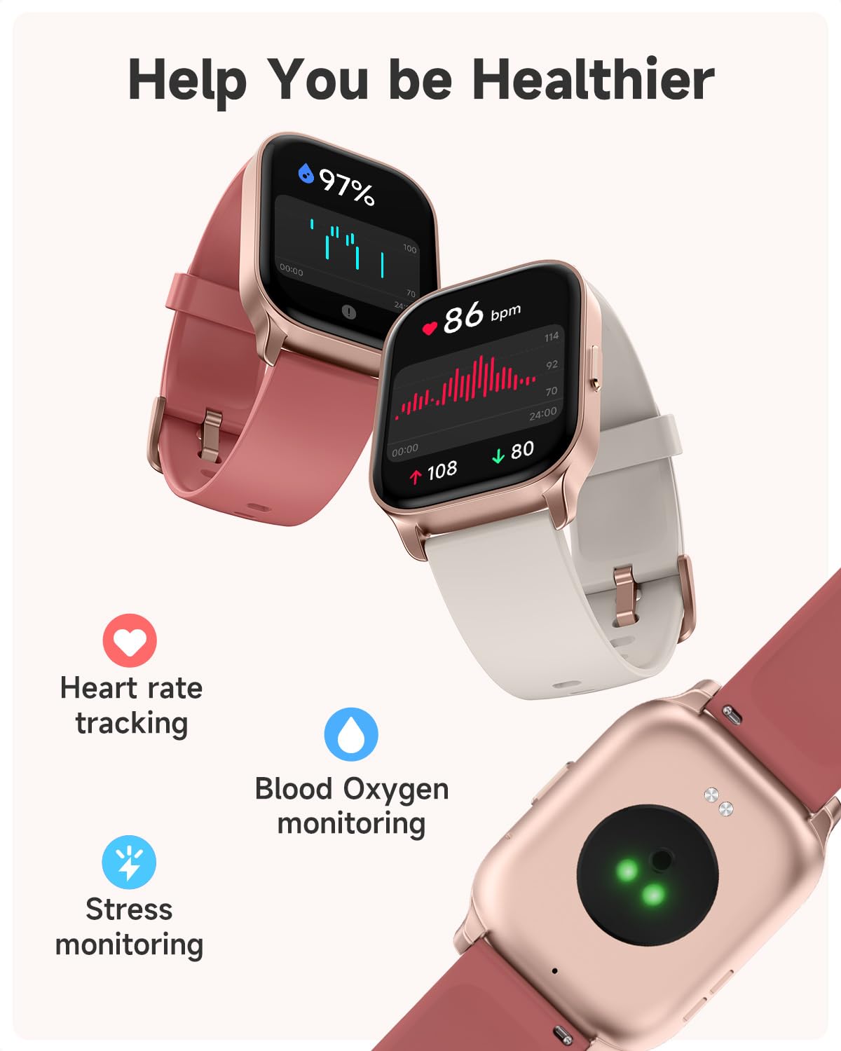 TOOBUR Smart Watch for Women - Fitness Tracker with Heart Rate Monitor, Sleep Tracking & 100+ Sports Modes | IP68 Waterproof Activity Tracker | Make/Answer Calls | Compatible with Android & iOS | Perfect for Workouts, Running & Daily Health Monitoring