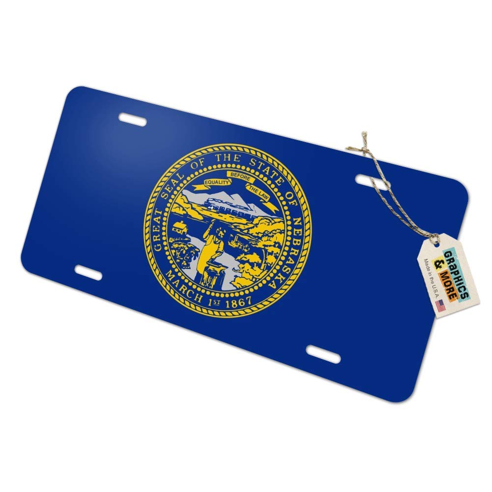 Nebraska State Flag Metal Vanity License Plate - Custom Novelty Car Tag for Vehicles, Trucks & Motorcycles - Perfect for Tailgating, Car Shows & State Pride Decoration