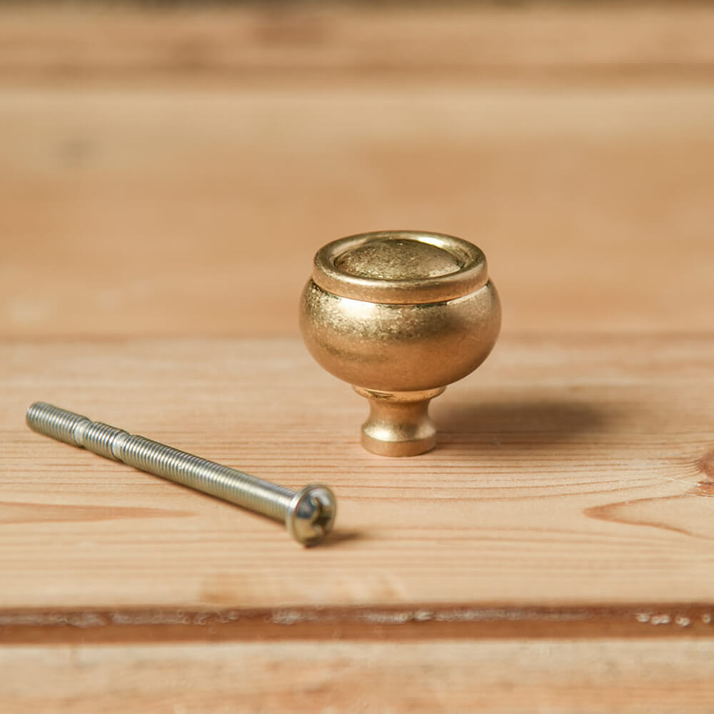 Vintage Aged Brass Ovolo Cabinet Knob - Classic Hardware for Kitchen Cabinets, Dressers & Furniture (Set of 10) - Perfect for Home Renovation & DIY Projects